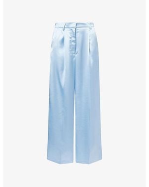 4th & Reckless Agatha Wide-Leg Satin Trousers - Blue
