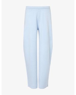 The Couture Club Compact Barrel-Leg Knitted Jogging Bottoms - Blue
