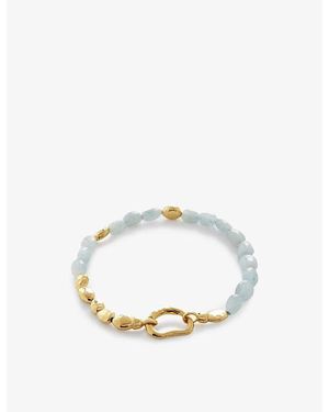 Monica Vinader Rio 18Ct-Plated Vermeil Sterling- And Aquamarine Beaded Bracelet - White