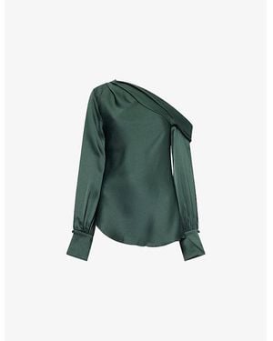 Jonathan Simkhai Alice One-Shoulder Woven Top - Green