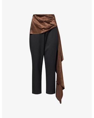 Abadia Draped-Scarf Cropped Wool-Blend Trousers - Black