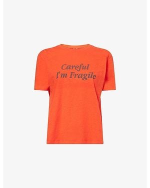 GIMAGUAS Careful Text-Print Cotton T-Shirt - Red