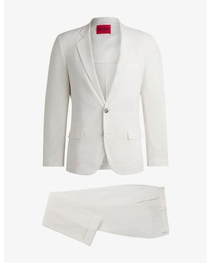 HUGO Slim-Fit Single-Breasted Woven Suit - White
