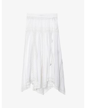 Zadig & Voltaire Jetro Lace-Trim Cotton-Blend Midi Skirt - White