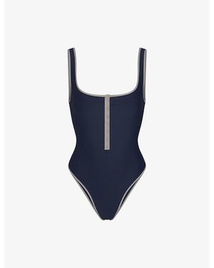 Skims Signature Swim Snap Front One-Piece - Blue