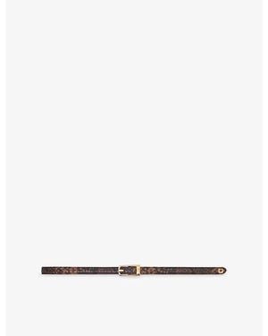 Maje Logo-Detail Snakeskin-Embossed Leather Belt - White