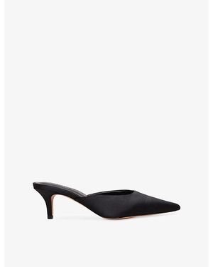 Phase Eight Pointed-Toe Satin Heeled Mules - Black