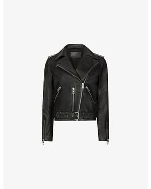 AllSaints Balfern Buckle-Embellished Cropped Leather Jacket - Black