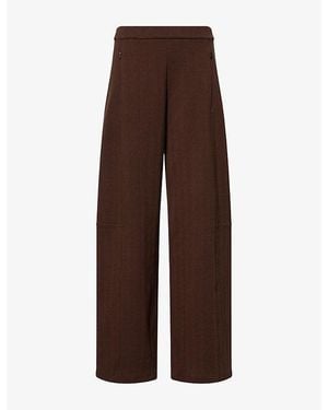 ME+EM Wide-Leg Twill Pants - Brown
