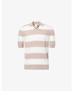 Eleventy Stripe-Print Knitted Cotton Polo Shirt - Multicolour