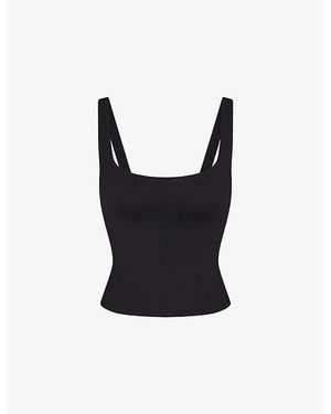 NikeSKIMS Matte Square-Neck Jersey Tank Top - Black