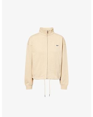 ADANOLA Embroidered-Logo High-Neck Cotton Sweatshirt - Natural