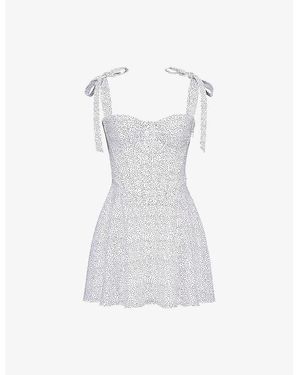 House Of Cb Ariella Polka-Dot Chiffon Mini Dress Xs (A-C Cup) - White