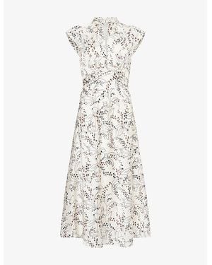 ME+EM Lily Of The Valley Printed Woven Midi Dress - White