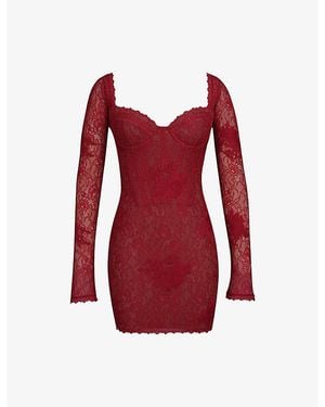 House Of Cb Lucienne Stretch Floral-Lace Maxi Dress in Red | Lyst