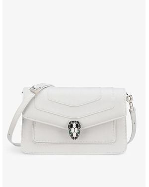 BVLGARI Serpenti Forever East-West Leather Shoulder Bag - White
