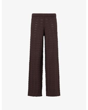 The Couture Club Crochet Cotton Knit-Trousers - Brown