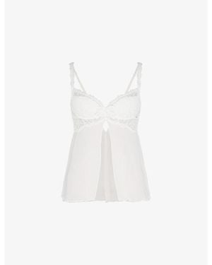 Savage x Fenty Romantic Corded Lace Padded Demi Babydoll Top - White