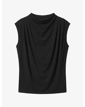 AllSaints Emerson Draped Woven Top - Black