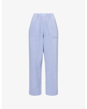 ADANOLA Varsity Relaxed Cotton-Jersey Jogging Bottoms - Blue
