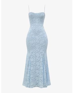 House Of Cb Joan Lace-Up Lace Maxi Dress - Blue