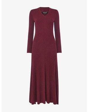 Whistles Ribbed Cotton And Cashmere Midi Dress - Purple