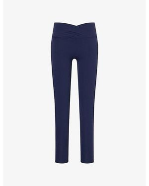 The Couture Club Sculpting Crossover-Waistband Stretch-Jersey Leggings - Blue