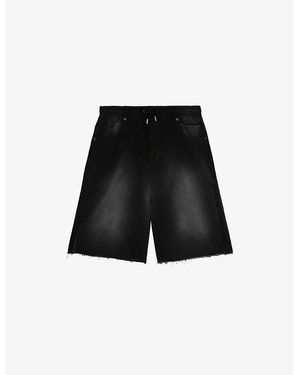 The Kooples Faded Raw-Edge Cotton Bermuda Shorts - Black