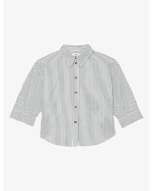 Reiss Saoirse Striped Cotton Shirt - Gray