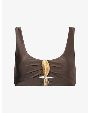 Jonathan Simkhai Veyra Shell Stretch Bikini Top - Brown