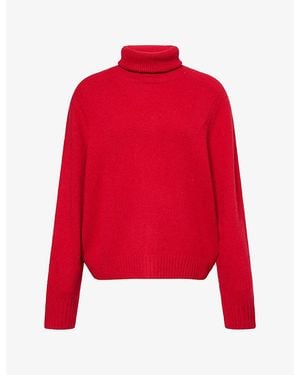 Reformation Dove Oversized Turtleneck Cashmere Sweater - Red