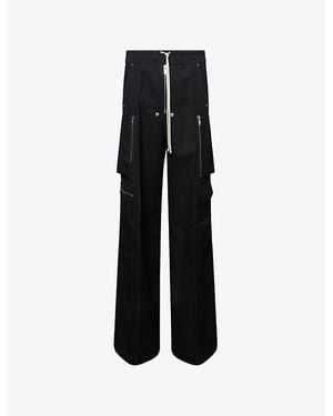 Rick Owens Bela Wide-Leg Wool Cargo Trousers - Black