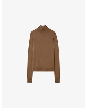 JOSEPH Cashair High-Neck Cashmere Jumper - Brown