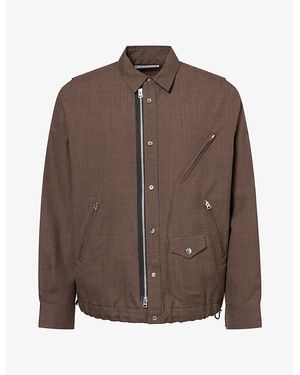 Sacai Zip-Up Collared Wool Jacket - Brown