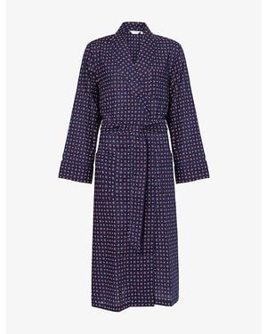 Derek Rose Nelson Cotton Robe - Blue