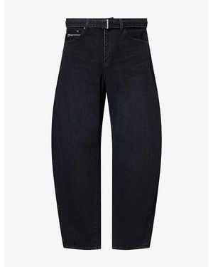 Sacai Belted Barrel-Leg Denim Jeans - Blue