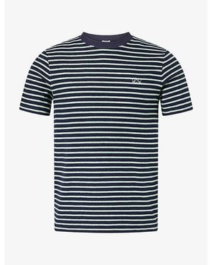 Loewe Logo-Embroidered Striped Cotton-Terry T-Shirt - Blue