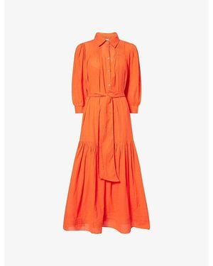 ME+EM 2-In-1 Swing Textured Cotton Dress - Orange