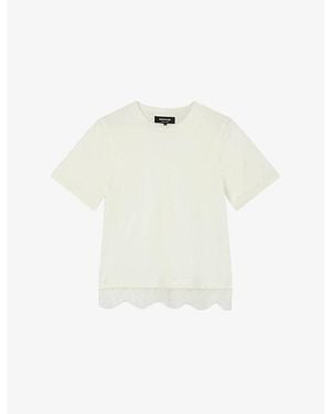 Whistles Relaxed-Fit Lace-Trim Cotton-Jersey T-Shirt - White