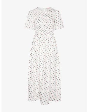 OMNES Terri Floral-Print Cotton Midi Dress - White