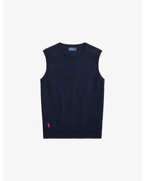 Polo Ralph Lauren Logo-Embroidered Sleeveless Cotton-Blend Jumper - Blue