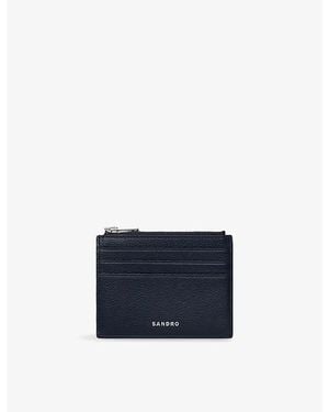 Sandro Zipped Logo-Embossed Leather Cardholder - Blue