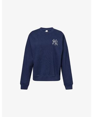 Sporty & Rich For '47 X The New York Yankees Krystal Cotton-Fleece Sweatshirt - Blue
