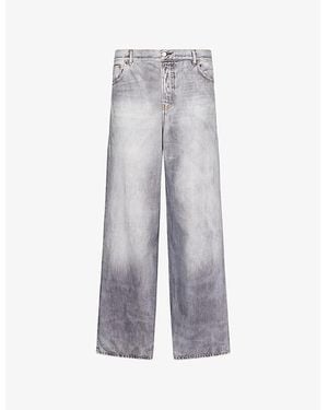 Acne Studios Trompe L'Oeil-Print Straight-Leg Cotton Pants - Gray