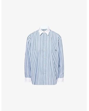 Sporty & Rich Celia Striped Cotton-Poplin Shirt - Blue