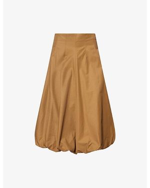Twp Full Intentions Voluminous Cotton-Blend Midi Skirt - Natural