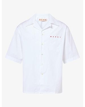 Marni Logo-Print Short-Sleeve Cotton Shirt - White