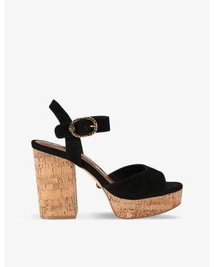 Kurt Geiger Mayfair Suede Platform Cork Sandals - Black