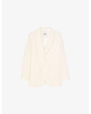 Sandro Notched-Lapel Single-Breasted Woven Blazer - White