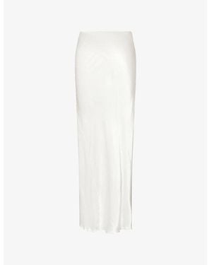 Dissh Charli Semi-Sheer Satin Maxi Skirt - White